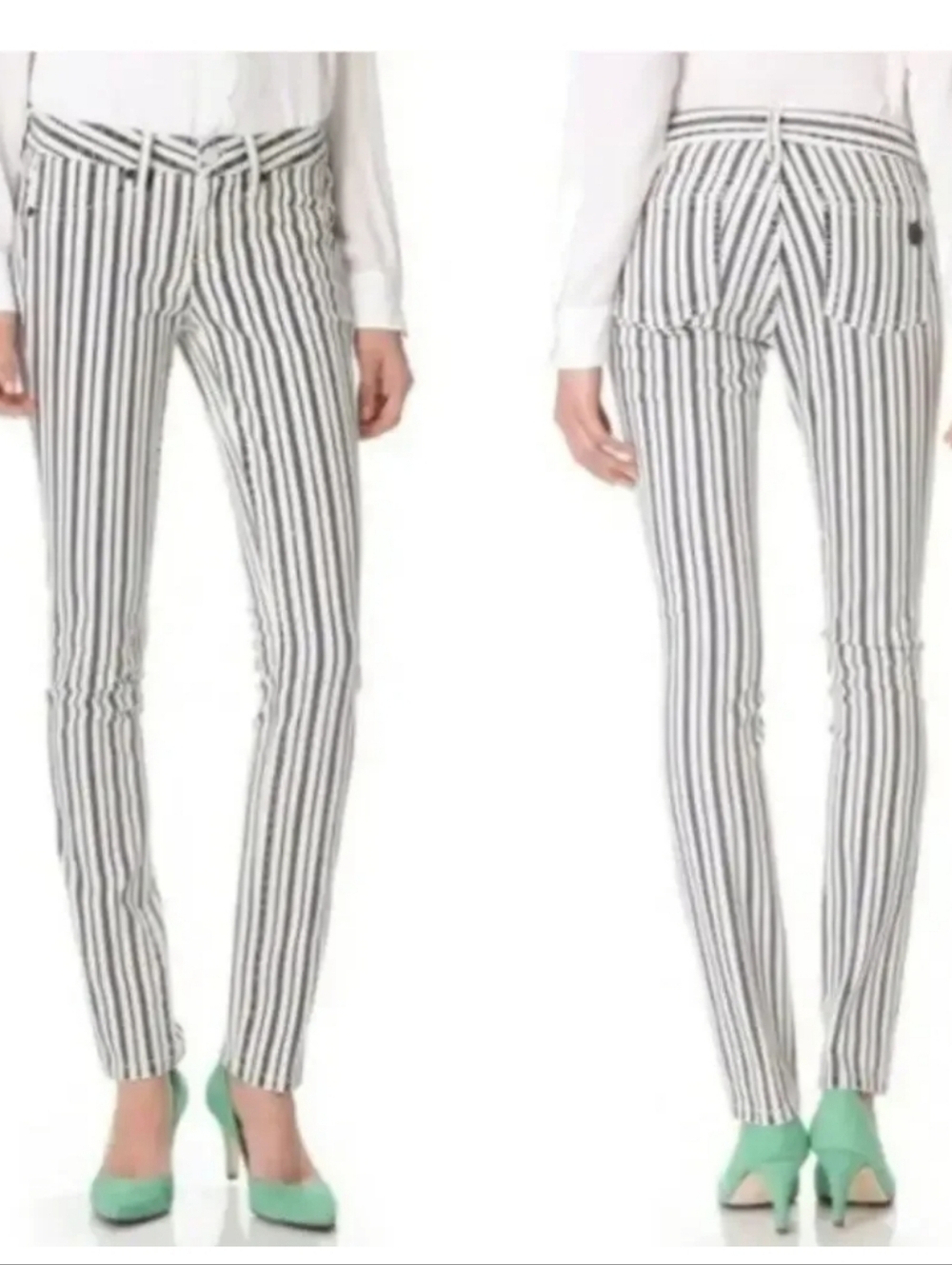 Tory Burch Marlien Poundcake Bradley Striped Navy & White Jean Leggings